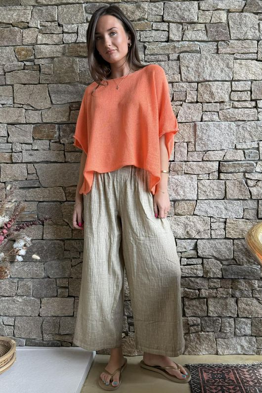 Loom & Thread Pin Tuck Pant Washed Oat /41=